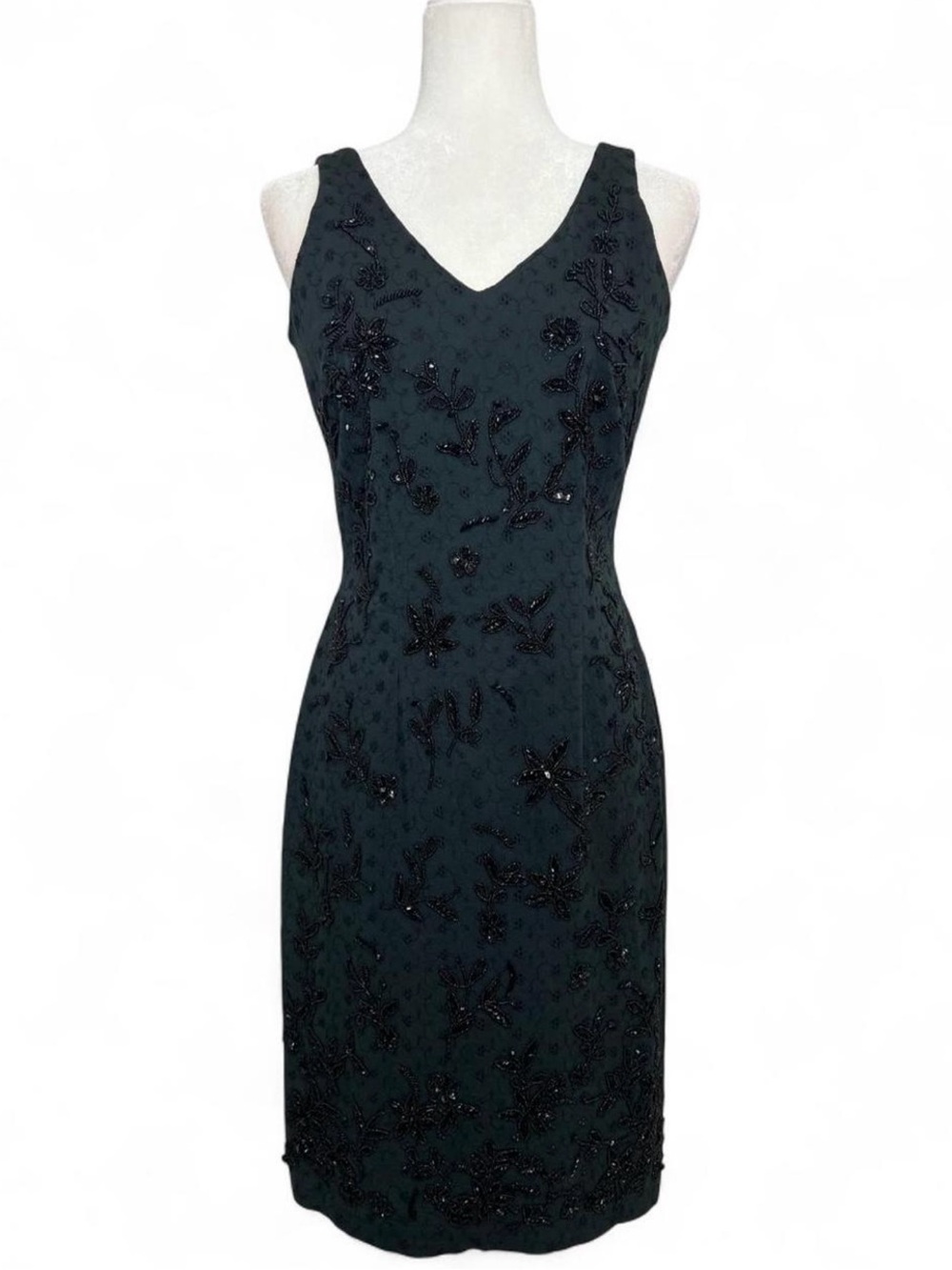 Vintage 90’s Y2K Dolce Apparel Black eyelet beaded sheath dress